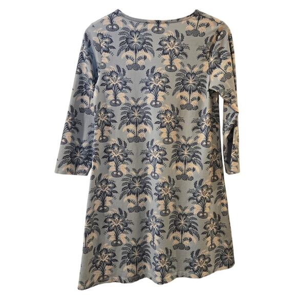 Spartina 449 Jillian Split Neck Dress Palms Blue Small Peruvian Cotton A-Line - Picture 5 of 9